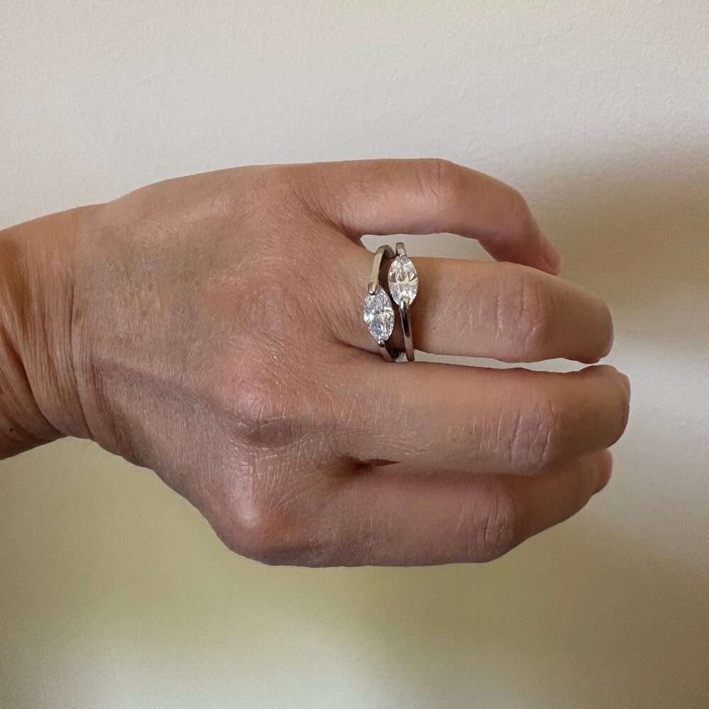 Clear Crystals Silvertone Ring By Lia Sophia, Siz… - image 8